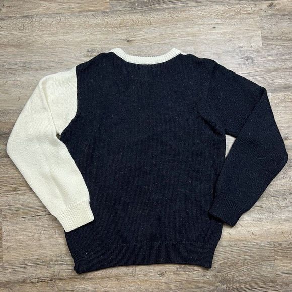 Vintage Alfred Dunner Sweater Floral White Black Colorblock Pullover Knit 90s L - Picture 5 of 5